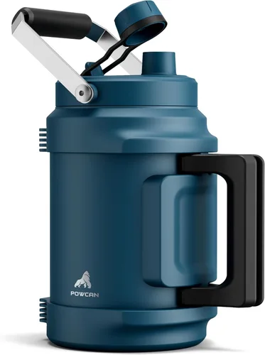 Miniatura 16 de Botella de agua aislada de 64 oz para gimnasio: tapa de boquilla de pajita 2 en 1, asa doble, a prueba de fugas, mantiene el frío 36H, jarra de agua