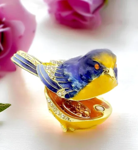 Miniatura 4 de JWT Astyle Starling Bird - Cajas de joyería con bisagras y cristales esmaltados. Regalos para amantes de los pájaros para mujeres. Caja
