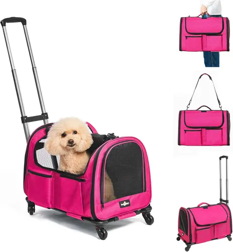 Miniatura 10 de Paw Ballet Transportador de mascotas con ruedas, jaula duradera para gatos aprobada por aerolíneas, transportador plegable para perros, bolsa