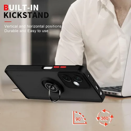 Miniatura 6 de QUIETIP Funda compatible con Xiaomi Poco X5 Pro 5G con protector de pantalla, TPU + policarbonato duro a prueba de golpes, anillo magnético