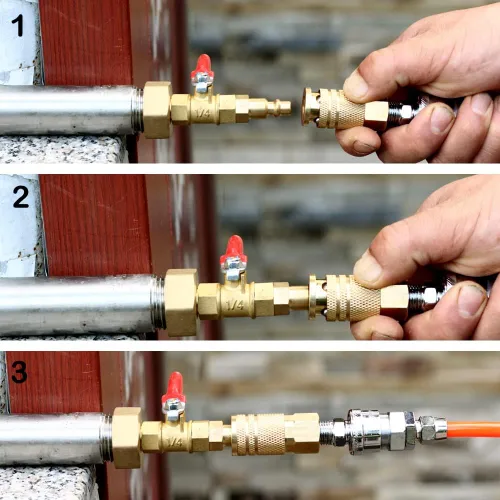 Miniatura 4 de Adaptador de Purga de Invierno para RV con Enchufe de Conexión Rápida de 1/4" y Rosca de Manguera de Agua de Jardín de 3/4" para Barco Cámper