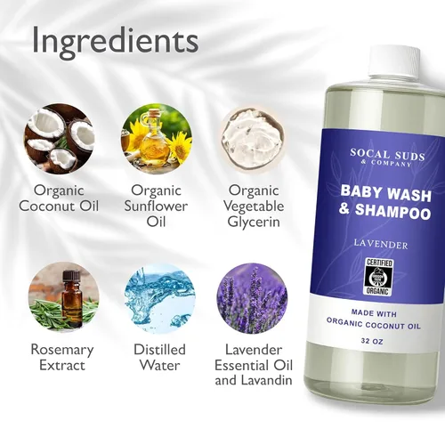 Miniatura 3 de SoCal Suds & Company Champú orgánico 2 en 1 para bebés y gel de baño de Castile Soap - Jabón de Castilla - Jabón corporal suave y champú para pieles