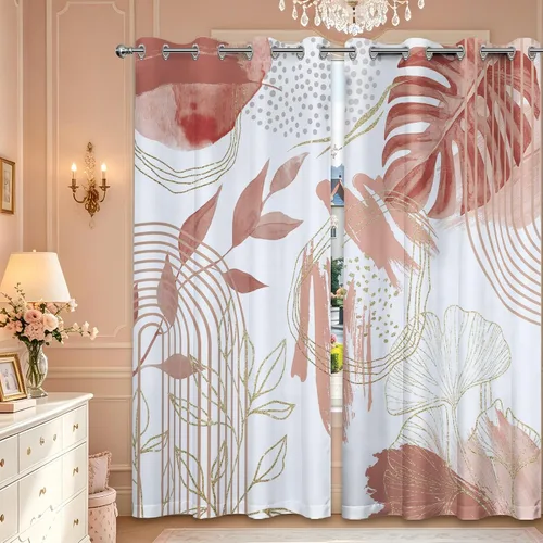 Miniatura 48 de Cortinas opacas negras y doradas, cortinas modernas de mediados de siglo para dormitorio, sala de estar, 63 pulgadas de largo, juego de 2 paneles