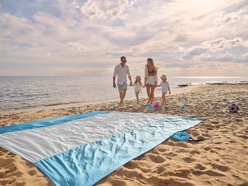 Miniatura 8 de WEKAPO Manta de Playa Resistente a la Arena e Impermeable, Alfombrilla de Playa Extra Grande, Alfombrilla Sin Arena de Tamaño Grande y Compacta
