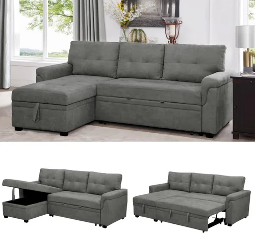 Miniatura 10 de Naomi Home Transforma Cualquier Espacio: Sofá Seccional Reclinable con Sofá Cama Convertible y Chaise Acogedora. Encuentra Comodidad Tranquila