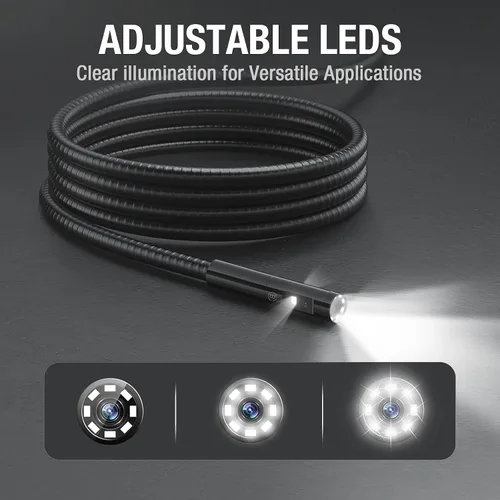 Miniatura 6 de Teslong - Cámara de inspección de triple lente con boroscopio profesional, con luz, cámara de alcance de video digital, pantalla IPS de 5 pulgadas