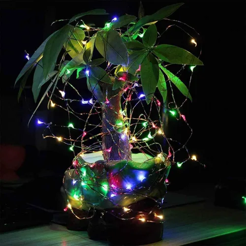 Miniatura 5 de Paquete de 2 luces de hadas que funcionan con energía solar, 39 pies, 100 luces LED de alambre plateado, impermeables, mini luciérnagas