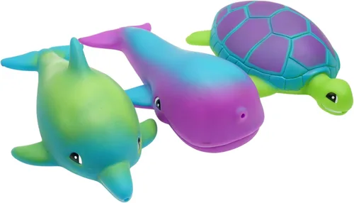 JA-RU Lindos juguetes de baño de animales marinos: chorros de agua para niños (3 chorros de agua surtidos) juguetes de agua de tortuga, delfín y