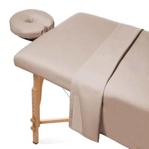 Saloniture Juego de sábanas de franela de masaje de 3 piezas, funda de cama facial de algodón suave, incluye sábanas planas y ajustables con funda