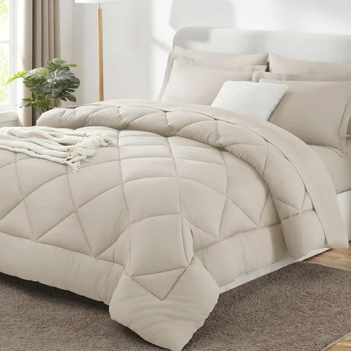 Miniatura 15 de CozyLux - Juego de edredón en una bolsa, para dormitorio universitario, todas las estaciones, edredón, sábanas y fundas para almohada y decorativas