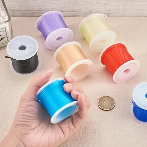 Miniatura 7 de FASHEWELRY 10 rollos de cordones de goma sin agujeros, cordón de peluquero para tejer de 0.079 pulgadas (0.079 in), tubos sólidos de silicona