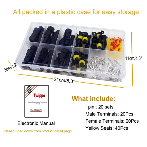 Miniatura 6 de 20 Kits Conector de 1 Pin Conectores Eléctricos Automotrices de Conexión Rápida Conectores de Alambre de 1 Pin Conector Impermeable Conector