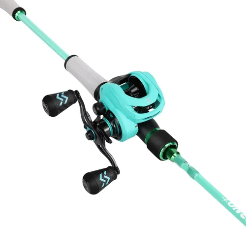 Miniatura 2 de One Bass Spirit Flame Combo de Caña de Pescar y Carrete, Caña de Pescar Giratoria y de Cebo con 2 Piezas de Cuerpo de Grafito, Guías de Acero Azul