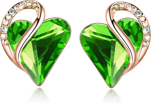 Leafael Aretes chapados en oro rosa de 18 quilates con corazón de amor con piedra curativa joyería de cristal de regalo para mujer Metal Cristal