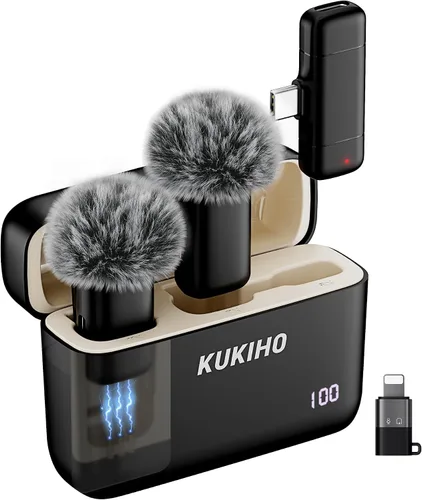Miniatura 8 de Paquete de 2 micrófonos de solapa inalámbricos para iPhone, iPad y teléfono Android, micrófono de solapa Plug and Play, micrófono inalámbrico