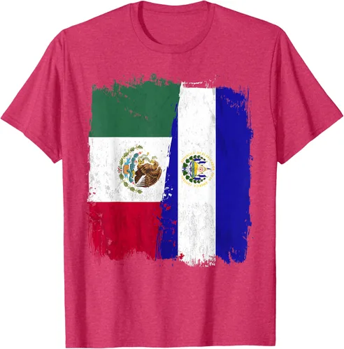 Miniatura 30 de Camiseta con la bandera mexicana de El Salvador con la mitad de la bandera mexicana de El Salvador