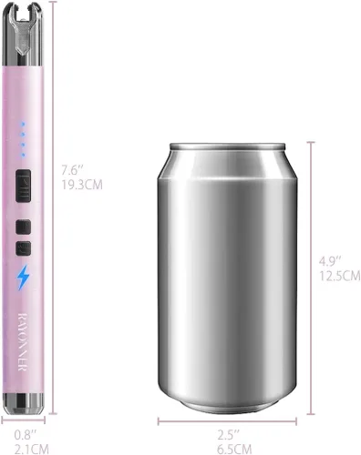 Miniatura 6 de RAYONNER Encendedor eléctrico de velas con linterna, USB C recargable, de arco de plasma, resistente al viento, para velas profundas, estufa de gas