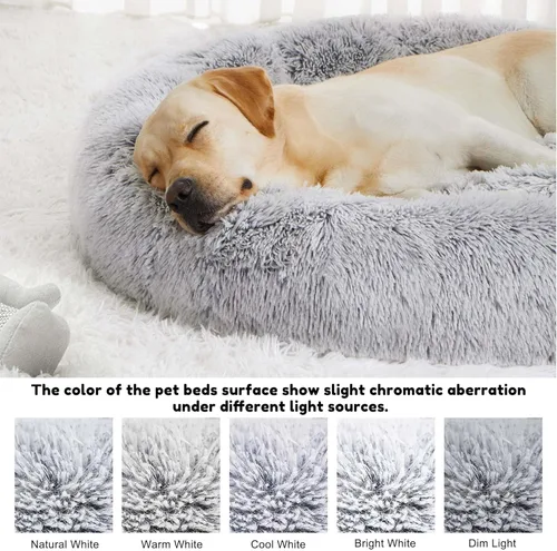 Miniatura 49 de WESTERN HOME WH Cama calmante para perros y gatos, dona acogedora anti-ansiedad, cama redonda cálida y acogedora de piel sintética, suave y azul