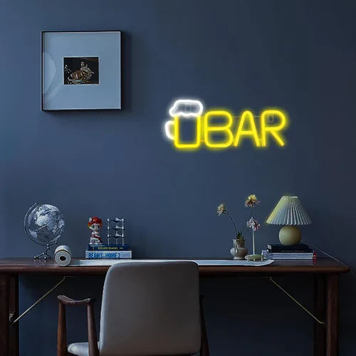 Miniatura 4 de ENUOLI Letrero de Neón de Bar, Luz de Neón de Cerveza LED para Bar, Letrero LED Alimentado por USB/Batería para Cueva de Hombre, Letrero de Neón
