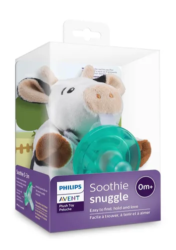 Miniatura 10 de Philips Avent Soothie Snuggle Portachupetes con Chupete Desmontable, 0m+, Vaca, SCF347/05