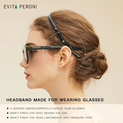 Miniatura 2 de EVITA PERONI Banda para el cabello, diseñada para anteojos, sin presión, sin dolor de cabeza, cómodas diademas para mujeres, diademas finas de moda