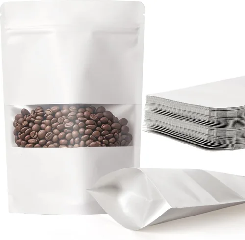 Miniatura 8 de 100 bolsas de papel kraft negro con ventana, bolsas de pie de 3.5 x 5.5 pulgadas, bolsas de almacenamiento de alimentos para productos de embalaje