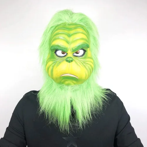 Miniatura 6 de WPOYM Máscara de Navidad para cosplay accesorios de máscara de monstruo verde accesorios de disfraz de mascarada máscara de cabeza completa de látex