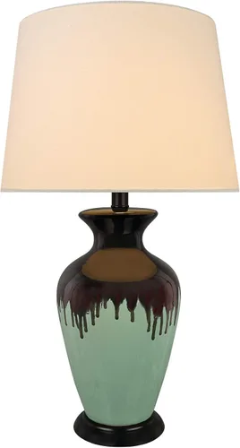 Miniatura 2 de Aspen Creative 40221-11 - Lámpara de mesa de cerámica esmaltada de transición de 26-1/2 pulgadas, color marrón oscuro y verde claro con pantalla