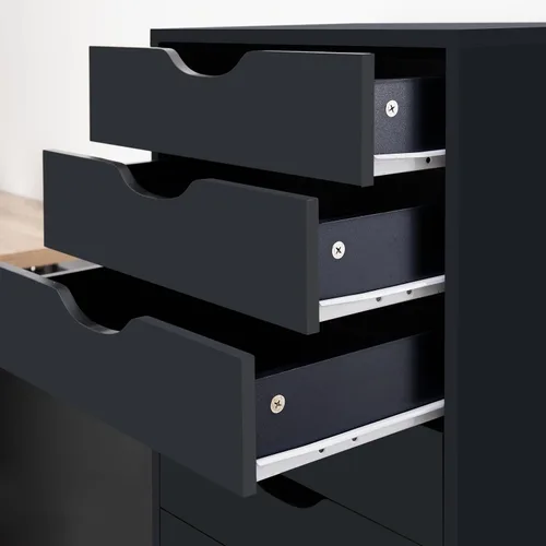 Miniatura 7 de Naomi Home Bianca - Cómoda alta y estrecha de 9 cajones, gabinete de almacenamiento compacto de 13.8 pulgadas de ancho negro con cajones