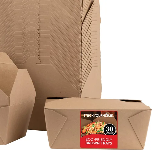 Miniatura 9 de Recipientes de comida para llevar al microondas, cajas de comida kraft marrón de 45 onzas (paquete de 50) recipientes de alimentos resistentes a