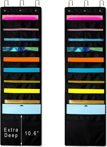 Miniatura 10 de Organizador colgante, almacenamiento de papel de 12 x 12 pulgadas, soporte de vinilo de bolsillo profundo, para cartulina, álbum de recortes, papel