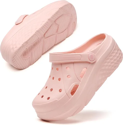 Miniatura 8 de SECHRITE Zuecos de plataforma para mujer, zapatos de jardín, impermeables, para playa, piscina, sandalias de verano, pantuflas para el hogar, serie