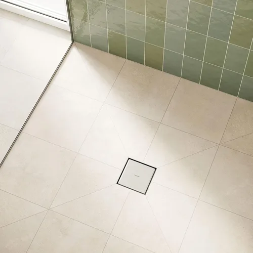 Miniatura 2 de hansgrohe RainDrain Brilliance - Juego de drenaje de ducha cuadrado con cubierta trasera áspera y baldosa en acero inoxidable cepillado, drenaje