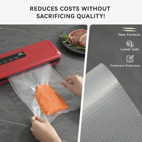 Miniatura 2 de Rollo sellador al vacío de 8 x 20 pies y 11 x 20 pies, paquete de 6, ideal para almacenamiento de alimentos, vacío y preparación de comidas