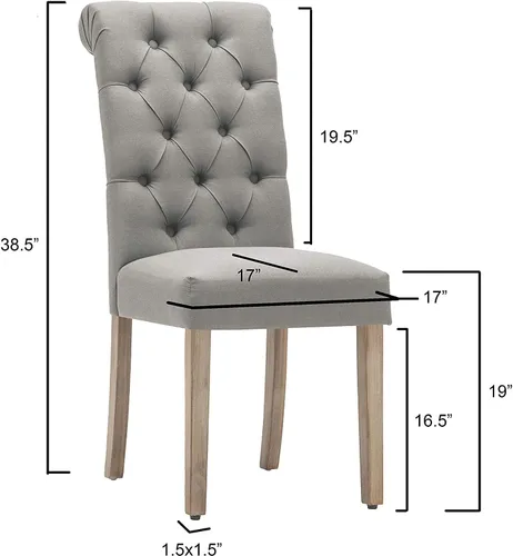Miniatura 3 de AC Pacific Natalie - Sillas de comedor copetudas, contemporáneas tapizadas para el hogar, cocina, asiento Parson sin brazos con parte superior