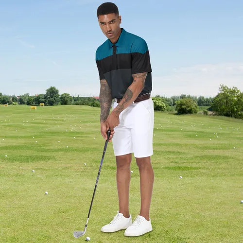Miniatura 6 de Polo de golf para hombre grande y alto, ajuste seco, manga corta, impresión, rendimiento que absorbe la humedad, deportivo, casual, polo M-7XL