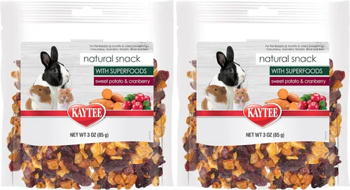Miniatura 8 de Kaytee Snack natural con superalimentos para conejillos de indias, conejos, hámsteres y otros animales pequeños, manzana y zanahoria, 2.5 onzas