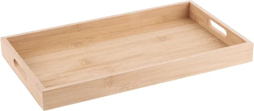 Miniatura 6 de Bandeja de bambú para servir decoración de bambú – Bandeja de bambú de desayuno anidado de cinco piezas – Bandejas de madera para organizar