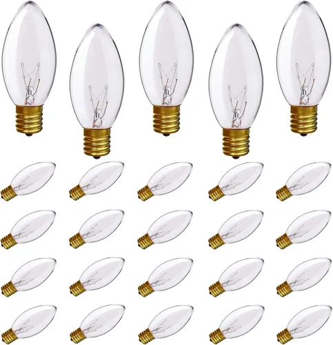 Miniatura 10 de Paquete de 25 bombillas C9 de cerámica verde de repuesto, bombilla de luz vintage incandescente para guirnalda de San Patricio, bombillas de luz