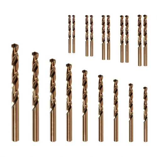 Miniatura 13 de Juego de 19 brocas métricas de cobalto M35, 0.039 in a 0.394 in (incrementos de 0.020 in), brocas helicoidales con acabado bronce, punta piloto