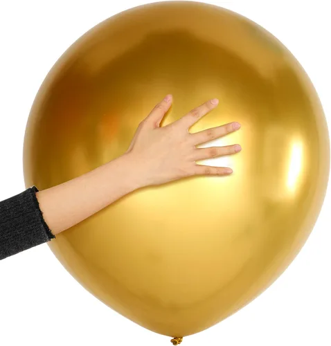 Skylety Paquete de 10 globos metálicos dorados de 18 pulgadas, globos de helio de látex grandes y gruesos para kit de arco de guirnalda, 50
