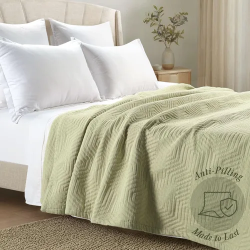 Miniatura 4 de Threadmill Mantas de algodón de lujo para cama tamaño King Acogedora manta 100% algodón tamaño King para todas las estaciones Aster suave
