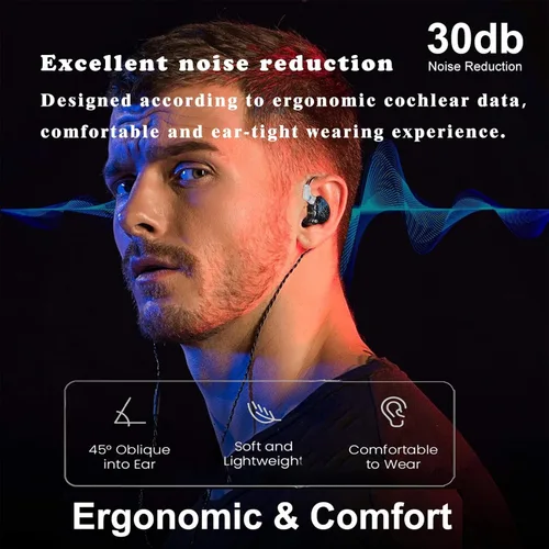 Miniatura 8 de FEDAI DX2 - Auriculares con monitor de oído, sonido superior con cable con controlador dual dinámico, auriculares profesionales con aislamiento