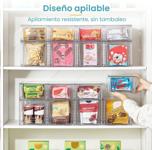 Miniatura 4 de Vtopmart Paquete de 4 cajones de almacenamiento apilables transparentes, para debajo del fregadero y la cocina, cajones de plástico fáciles