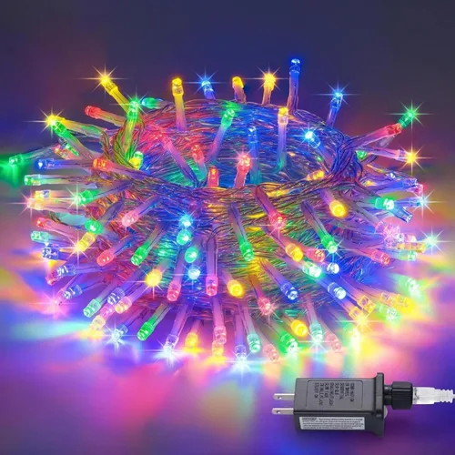 Miniatura 12 de QITONG Tira de luces rojas y verdes para exteriores, 165 pies, 500 luces LED de alambre transparente de Navidad para interiores, 8 modos de luz