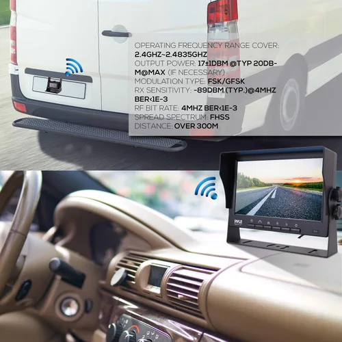 Miniatura 5 de Pyle Cámara de visión trasera con monitor - Kit de cámara de respaldo inalámbrica y monitor con panel LCD TFT HD de 7 pulgadas 1080p HD IPS y cámara