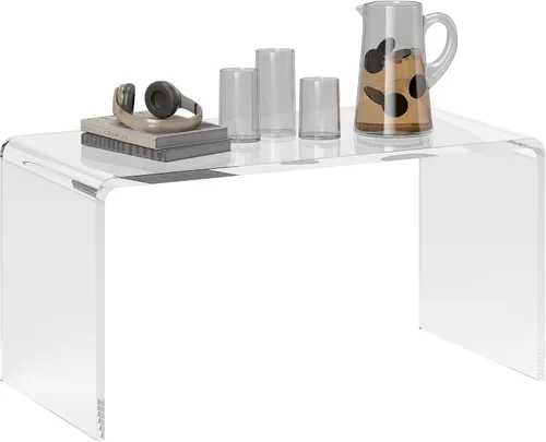 Miniatura 10 de HOMCOM Mesa de centro rectangular de 21 pulgadas de largo con forma de cascada de acrílico, 0.472 in de grosor, transparente