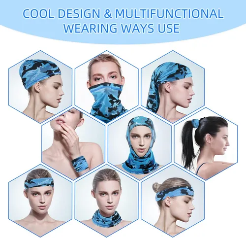 Miniatura 4 de Paquete de 4 polainas para el cuello, bufanda, cubrebocas, bandanas transpirables para exteriores, pasamontañas, para hombres y mujeres