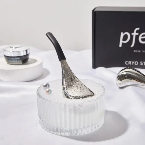 Miniatura 6 de pfefe Globos de Hielo Herramientas para el Cuidado de la Piel Facial para Mujeres Cara y Ojos, Palitos Criogénicos de Belleza Facial de Acero Negro