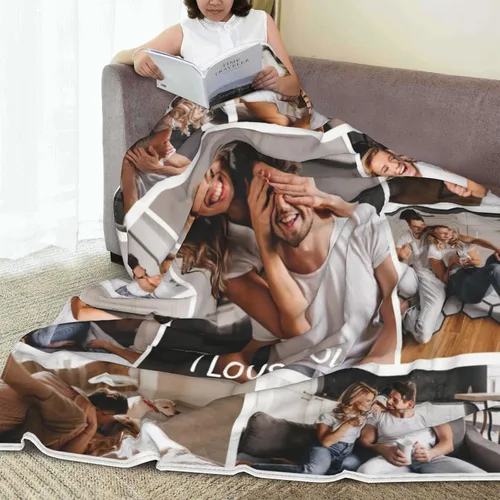 Miniatura 9 de Manta personalizada con collage de fotos, texto, mantas con imágenes personalizadas, regalos para cumpleaños, bodas, para madres, papás, manta